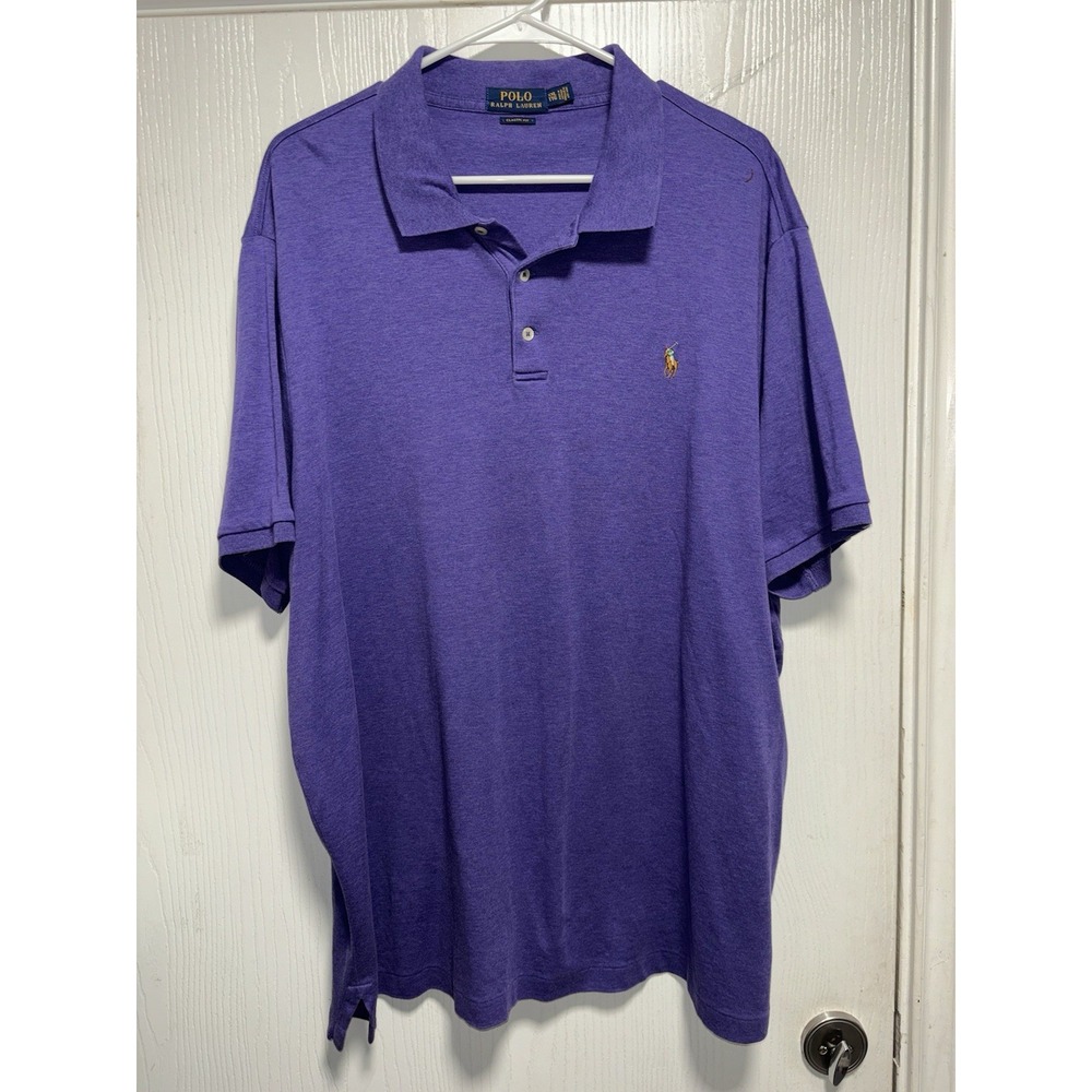 Polo Ralph Lauren Classic Fit Polo Shirt Men XXL Pima Purple Heather Flesh Pony
